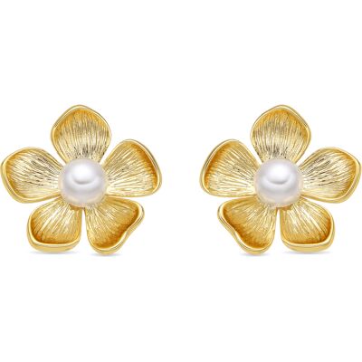 Luxenter Ohrringe mit weißen Perlen in 18k Gold - Miclaw Weiß & Gold Einheitsgröße Luxenter Ohrringe mit weißen Perlen in 18k Gold - Miclaw Weiß & Gold Einheitsgröße