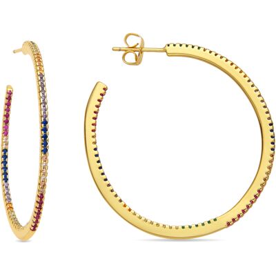 Luxenter Ohrringe mit glänzendem 18k Gold Finish Zirkonia - Macare Mehrfarben Einheitsgröße Luxenter Ohrringe mit glänzendem 18k Gold Finish Zirkonia - Macare Mehrfarben Einheitsgröße