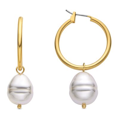 Luxenter Ohrringe mit weißer Perle in 18k Goldoptik - Nemys Weiß & Gold Einheitsgröße Luxenter Ohrringe mit weißer Perle in 18k Goldoptik - Nemys Weiß & Gold Einheitsgröße