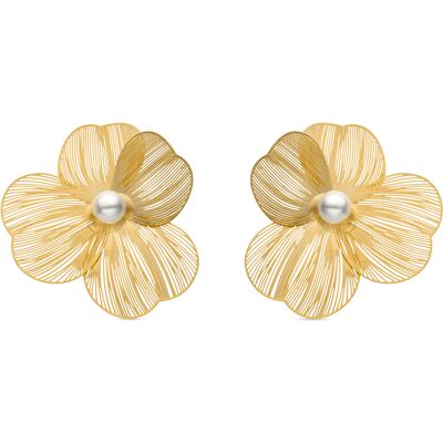 Luxenter weiße Perlenohrringe aus 18k Gelbgold - Leina Weiß & Gold Einheitsgröße Luxenter weiße Perlenohrringe aus 18k Gelbgold - Leina Weiß & Gold Einheitsgröße