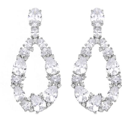 Luxenter 925 Sterling Silber und Rhodium plattierte Brillant Zirkonia Ohrringe - Madne Silber Einheitsgröße Luxenter 925 Sterling Silber und Rhodium plattierte Brillant Zirkonia Ohrringe - Madne Silber Einheitsgröße