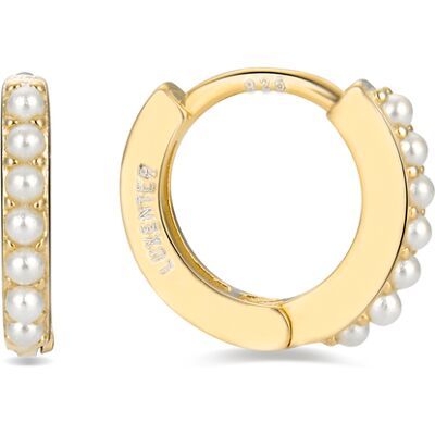Luxenter Sterling Silber 925 Ohrringe mit weißer Perle in 18K Gelbgold - Leofcar Gold Einheitsgröße Luxenter Sterling Silber 925 Ohrringe mit weißer Perle in 18K Gelbgold - Leofcar Gold Einheitsgröße