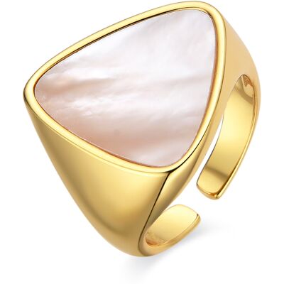 Luxenter Ring mit 18k Gold Finish weißes Perlmutt - Sune Weiß & Gold Einheitsgröße Luxenter Ring mit 18k Gold Finish weißes Perlmutt - Sune Weiß & Gold Einheitsgröße