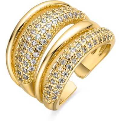 Luxenter Ring mit glänzendem 18k Gold Finish Zirkonia - Merima Gold Einheitsgröße Luxenter Ring mit glänzendem 18k Gold Finish Zirkonia - Merima Gold Einheitsgröße