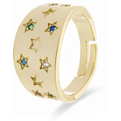 Luxenter Ring mit Brillantzirkonia aus 18K Gelbgold - Etav Mehrfarben Einheitsgröße Luxenter Ring mit Brillantzirkonia aus 18K Gelbgold - Etav Mehrfarben Einheitsgröße