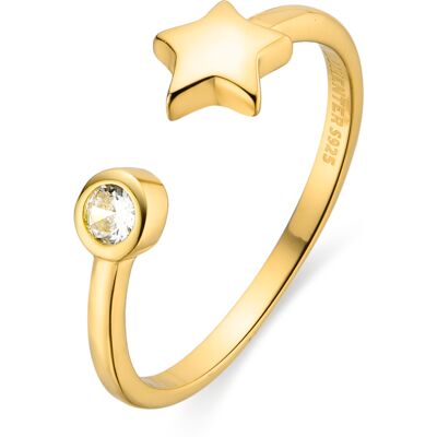 Luxenter Sterling Silber 925 Ring mit 18k gelbgoldenen Zirkonen - Fazih Gold Einheitsgröße Luxenter Sterling Silber 925 Ring mit 18k gelbgoldenen Zirkonen - Fazih Gold Einheitsgröße