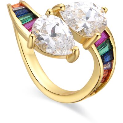 Luxenter Ring mit glänzendem 18k Gold Finish Zirkonia - Darbia Mehrfarben Einheitsgröße Luxenter Ring mit glänzendem 18k Gold Finish Zirkonia - Darbia Mehrfarben Einheitsgröße