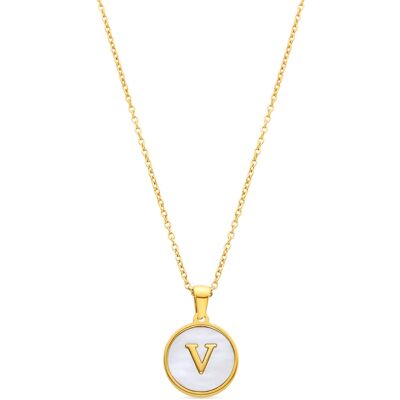 Luxenter-Halskette aus weißem Perlmutt in 18 Karat Gelbgold - Alphabet Gold Einheitsgröße Luxenter-Halskette aus weißem Perlmutt in 18 Karat Gelbgold - Alphabet Gold Einheitsgröße