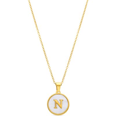 Luxenter-Halskette aus weißem Perlmutt in 18 Karat Gelbgold - Alphabet Gold Einheitsgröße Luxenter-Halskette aus weißem Perlmutt in 18 Karat Gelbgold - Alphabet Gold Einheitsgröße