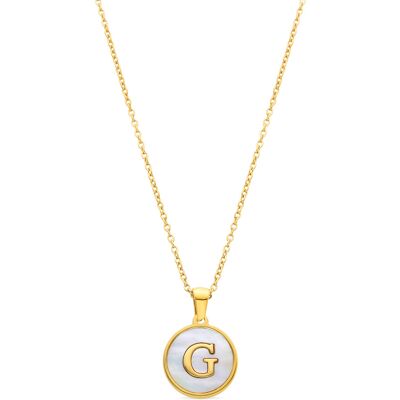 Luxenter-Halskette aus weißem Perlmutt in 18 Karat Gelbgold - Alphabet Gold Einheitsgröße Luxenter-Halskette aus weißem Perlmutt in 18 Karat Gelbgold - Alphabet Gold Einheitsgröße