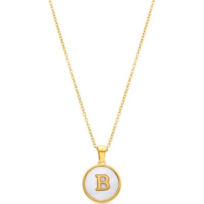 Luxenter-Halskette aus weißem Perlmutt in 18 Karat Gelbgold - Alphabet Gold Einheitsgröße Luxenter-Halskette aus weißem Perlmutt in 18 Karat Gelbgold - Alphabet Gold Einheitsgröße