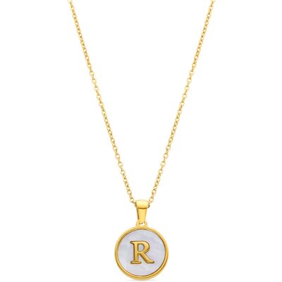 Luxenter-Halskette aus weißem Perlmutt in 18 Karat Gelbgold - Alphabet Gold Einheitsgröße Luxenter-Halskette aus weißem Perlmutt in 18 Karat Gelbgold - Alphabet Gold Einheitsgröße
