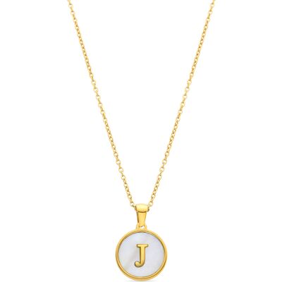 Luxenter-Halskette aus weißem Perlmutt in 18 Karat Gelbgold - Alphabet Gold Einheitsgröße Luxenter-Halskette aus weißem Perlmutt in 18 Karat Gelbgold - Alphabet Gold Einheitsgröße