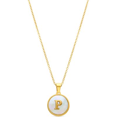 Luxenter-Halskette aus weißem Perlmutt in 18 Karat Gelbgold - Alphabet Gold Einheitsgröße Luxenter-Halskette aus weißem Perlmutt in 18 Karat Gelbgold - Alphabet Gold Einheitsgröße