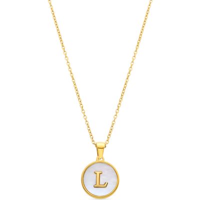 Luxenter-Halskette aus weißem Perlmutt in 18 Karat Gelbgold - Alphabet Gold Einheitsgröße Luxenter-Halskette aus weißem Perlmutt in 18 Karat Gelbgold - Alphabet Gold Einheitsgröße