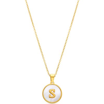 Luxenter-Halskette aus weißem Perlmutt in 18 Karat Gelbgold - Alphabet Gold Einheitsgröße Luxenter-Halskette aus weißem Perlmutt in 18 Karat Gelbgold - Alphabet Gold Einheitsgröße