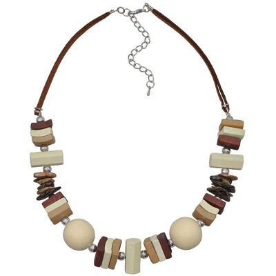 Steuer Modeschmuck Kette Textil Holz Metall braun Braun Einheitsgröße Steuer Modeschmuck Kette Textil Holz Metall braun Braun Einheitsgröße