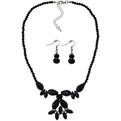 Steuer Modeschmuck Set Kette Ohrringe Messing geschwärzt Glasstein Schwarz Schwarz Einheitsgröße Steuer Modeschmuck Set Kette Ohrringe Messing geschwärzt Glasstein Schwarz Schwarz Einheitsgröße