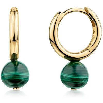 Zeeme Gemstones Creolen 925/- Sterling Silber vergoldet Malachit Gold Einheitsgröße Zeeme Gemstones Creolen 925/- Sterling Silber vergoldet Malachit Gold Einheitsgröße