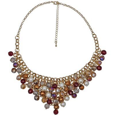 Steuer Modeschmuck Collierkette Metall gold farben Perlen Zierde topaz/rot/weiß/braun Mehrfarben Einheitsgröße Steuer Modeschmuck Collierkette Metall gold farben Perlen Zierde topaz/rot/weiß/braun Mehrfarben Einheitsgröße