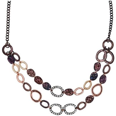 Steuer Modeschmuck Collierkette Metallcollier 2-reihig in kupferbraun mit Strasszierde Braun Einheitsgröße Steuer Modeschmuck Collierkette Metallcollier 2-reihig in kupferbraun mit Strasszierde Braun Einheitsgröße