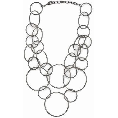 Steuer Modeschmuck Collierkette Collier aus Ringen rhodiumfarben Silber Einheitsgröße Steuer Modeschmuck Collierkette Collier aus Ringen rhodiumfarben Silber Einheitsgröße