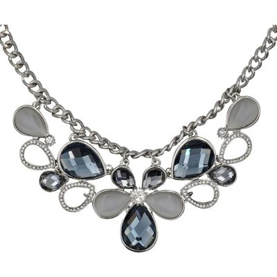 Steuer Modeschmuck Halskette Metall silberfarben mit Blüten-Zierde grau/weiß Silber Einheitsgröße Steuer Modeschmuck Halskette Metall silberfarben mit Blüten-Zierde grau/weiß Silber Einheitsgröße