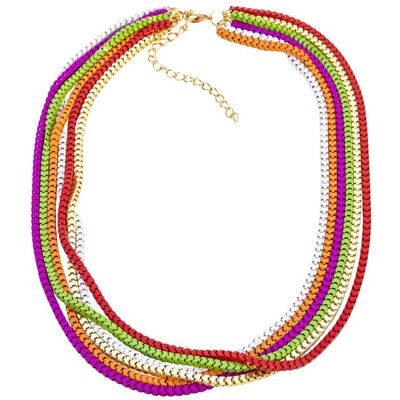 Steuer Modeschmuck Kette Metal multi mehr reihig pink, grün, orange, rot, gold, weiß Mehrfarben Einheitsgröße Steuer Modeschmuck Kette Metal multi mehr reihig pink, grün, orange, rot, gold, weiß Mehrfarben Einheitsgröße