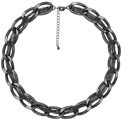 Steuer Modeschmuck Kette schwarze Metall Gliederkette Schwarz Einheitsgröße Steuer Modeschmuck Kette schwarze Metall Gliederkette Schwarz Einheitsgröße