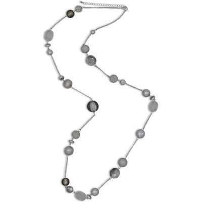 Steuer Modeschmuck Kette Lange Metall Kette mit Zierelementen rhodiumfarben Silber Einheitsgröße Steuer Modeschmuck Kette Lange Metall Kette mit Zierelementen rhodiumfarben Silber Einheitsgröße