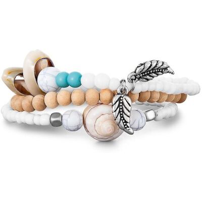 Steuer Modeschmuck Armband Set aus 3 Strech-Armbändern mit Muschelzierde Sekt Einheitsgröße Steuer Modeschmuck Armband Set aus 3 Strech-Armbändern mit Muschelzierde Sekt Einheitsgröße