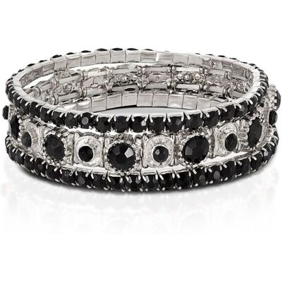 Steuer Modeschmuck Armband Set aus 3 Strecharmbändern rhodiumf.-schwarz Schwarz Einheitsgröße Steuer Modeschmuck Armband Set aus 3 Strecharmbändern rhodiumf.-schwarz Schwarz Einheitsgröße
