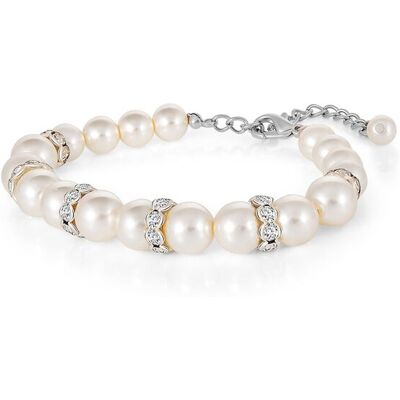 Steuer Modeschmuck Armband Glasperlenarmband weiß mit Strasszierde Silber Einheitsgröße Steuer Modeschmuck Armband Glasperlenarmband weiß mit Strasszierde Silber Einheitsgröße