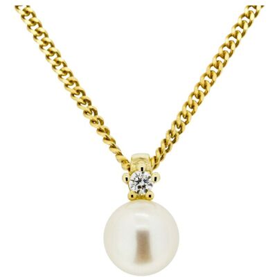 Orolino Halskette Gold 585 mit weißer Perle 5,5-6mm und Brillant 0,03ct. Gold Einheitsgröße Orolino Halskette Gold 585 mit weißer Perle 5,5-6mm und Brillant 0,03ct. Gold Einheitsgröße