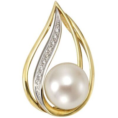 Orolino Anhänger Gold 585 zweifarbig mit weißer Perle 9,5-10mm + 10x Brillant zus. 0,04ct. Gold Einheitsgröße Orolino Anhänger Gold 585 zweifarbig mit weißer Perle 9,5-10mm + 10x Brillant zus. 0,04ct. Gold Einheitsgröße