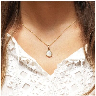 Zeeme Gemstones Halskette Silber 925 vergoldet 45cm lang mit weißem Perlmutt Gold Einheitsgröße Zeeme Gemstones Halskette Silber 925 vergoldet 45cm lang mit weißem Perlmutt Gold Einheitsgröße