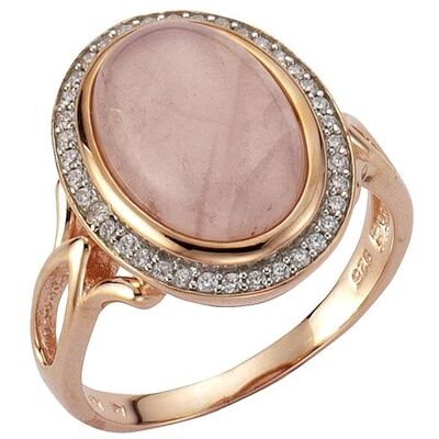 Zeeme Gemstones Ring Silber 925 rosé-vergoldet mit echtem Rosenquarz und Zirkonia Roségold Q Zeeme Gemstones Ring Silber 925 rosé-vergoldet mit echtem Rosenquarz und Zirkonia Roségold Q