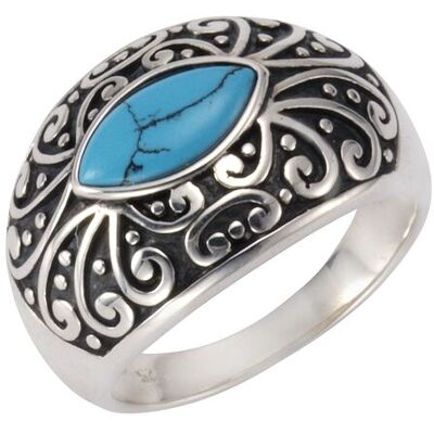 Zeeme Gemstones Ring Silber 925 oxidiert mit Türkis 5x10mm Silber T 1/2 Zeeme Gemstones Ring Silber 925 oxidiert mit Türkis 5x10mm Silber T 1/2