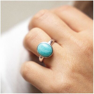 Zeeme Gemstones Ring Silber 925 rhodiniert mit echtem Amazonit Silber Q Zeeme Gemstones Ring Silber 925 rhodiniert mit echtem Amazonit Silber Q