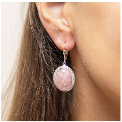 Zeeme Gemstones Ohrringe Silber 925 rhodiniert mit Rosenquarz und Zirkonia-Steinen Silber Einheitsgröße Zeeme Gemstones Ohrringe Silber 925 rhodiniert mit Rosenquarz und Zirkonia-Steinen Silber Einheitsgröße