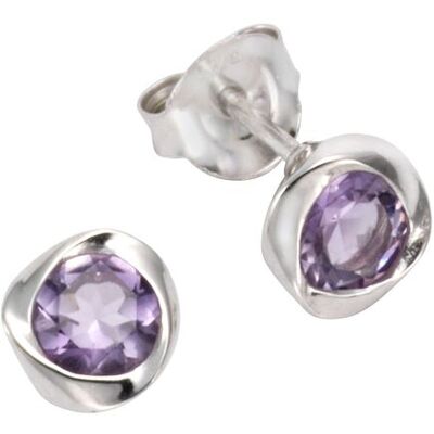 Zeeme Gemstones Ohrringe Silber 925 rhodiniert mit echtem Amethyst Silber Einheitsgröße Zeeme Gemstones Ohrringe Silber 925 rhodiniert mit echtem Amethyst Silber Einheitsgröße
