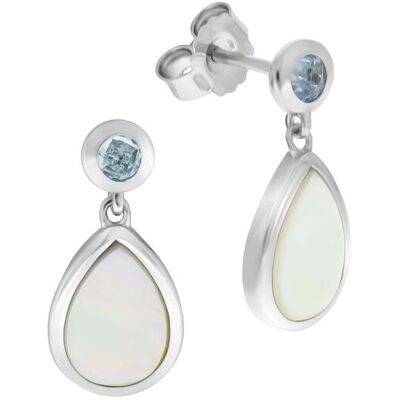 Zeeme Gemstones Ohrhänger 925/- Sterling Silber Blautopas Perlmutt Silber Einheitsgröße Zeeme Gemstones Ohrhänger 925/- Sterling Silber Blautopas Perlmutt Silber Einheitsgröße