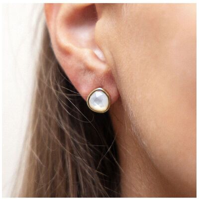 Zeeme Gemstones Ohrringe Silber 925 vergoldet mit weißem Perlmutt Gold Einheitsgröße Zeeme Gemstones Ohrringe Silber 925 vergoldet mit weißem Perlmutt Gold Einheitsgröße