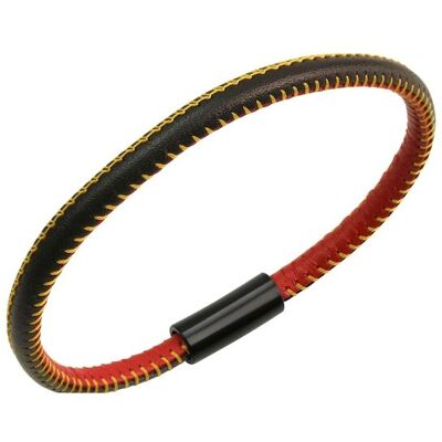 Zeeme Stainless Steel Armband echt Leder mit Deutschland-Farben 21cm Mehrfarben Einheitsgröße Zeeme Stainless Steel Armband echt Leder mit Deutschland-Farben 21cm Mehrfarben Einheitsgröße