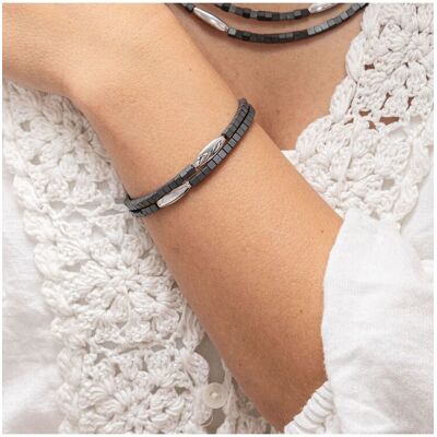 Zeeme Stainless Steel Armband Edelstahl 2-reihig mit Hämatit-Steinen 17,5+3cm lang Silber Einheitsgröße Zeeme Stainless Steel Armband Edelstahl 2-reihig mit Hämatit-Steinen 17,5+3cm lang Silber Einheitsgröße