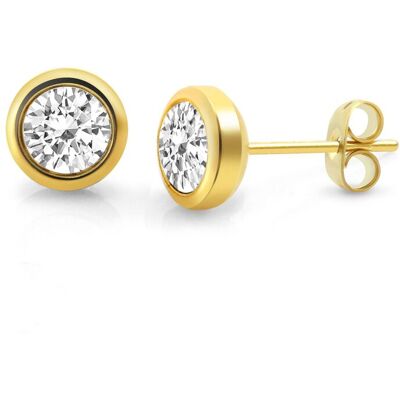 Zeeme Stainless Steel Ohrstecker Edelstahl vergoldet mit weißem Zirkonia 7mm Gold Einheitsgröße Zeeme Stainless Steel Ohrstecker Edelstahl vergoldet mit weißem Zirkonia 7mm Gold Einheitsgröße