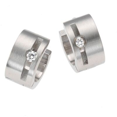 Zeeme Stainless Steel Ohrringe Edelstahl mit weißem Zirkonia 13mm Durchmesser Grau Einheitsgröße Zeeme Stainless Steel Ohrringe Edelstahl mit weißem Zirkonia 13mm Durchmesser Grau Einheitsgröße
