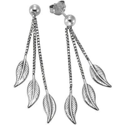 Zeeme Silber Ohrringe Silber 925 rhodiniert 41mm lang mit Blatt-Motiv Silber Einheitsgröße Zeeme Silber Ohrringe Silber 925 rhodiniert 41mm lang mit Blatt-Motiv Silber Einheitsgröße