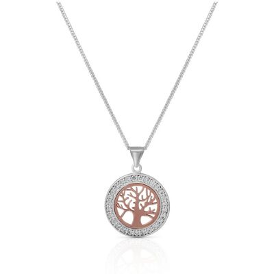 Zeeme Silber Halskette Silber 925 zweifarbig mit Lebensbaum-Motiv Mehrfarben Einheitsgröße Zeeme Silber Halskette Silber 925 zweifarbig mit Lebensbaum-Motiv Mehrfarben Einheitsgröße
