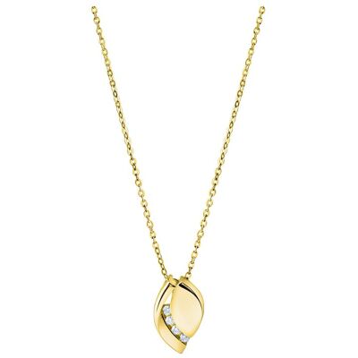 Zeeme Silber Halskette Silber 925 vergoldet mit weißen Zirkonia-Steinen Gold Einheitsgröße Zeeme Silber Halskette Silber 925 vergoldet mit weißen Zirkonia-Steinen Gold Einheitsgröße